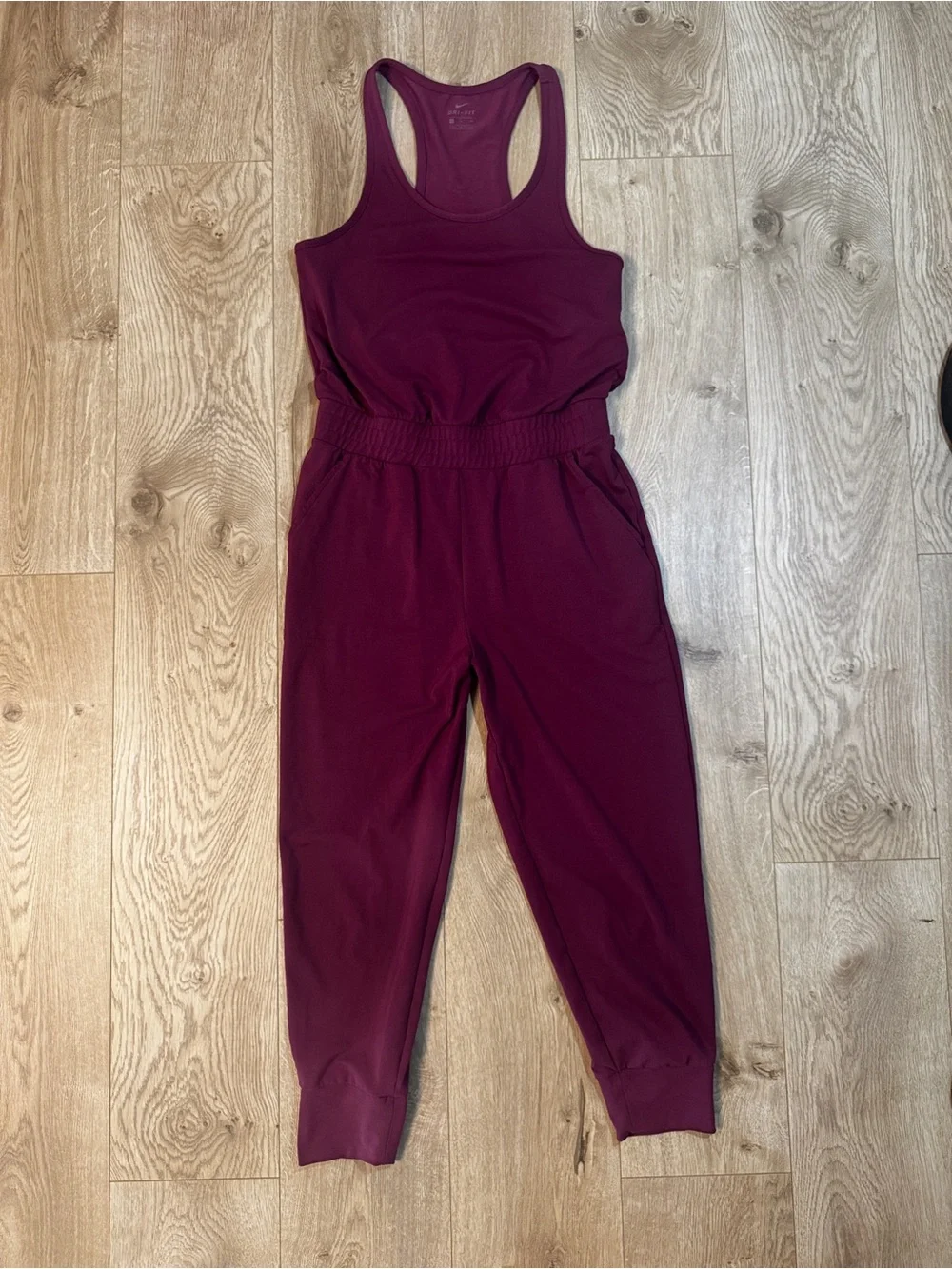Nike Dri-FIT Yoga Jumpsuit Burgundy Maroon Size M